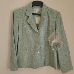 NWT Coldwater Creek Blazer Jacket Size 14 Flower Pin Marsh